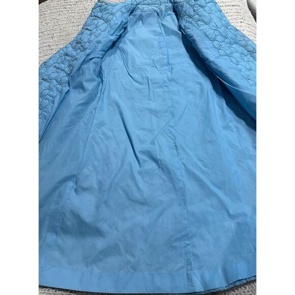 VTG 1960s Quilted Housecoat Bed Jacket Mid Century Womens XS Blue Gold Buttons - Picture 11 of 13